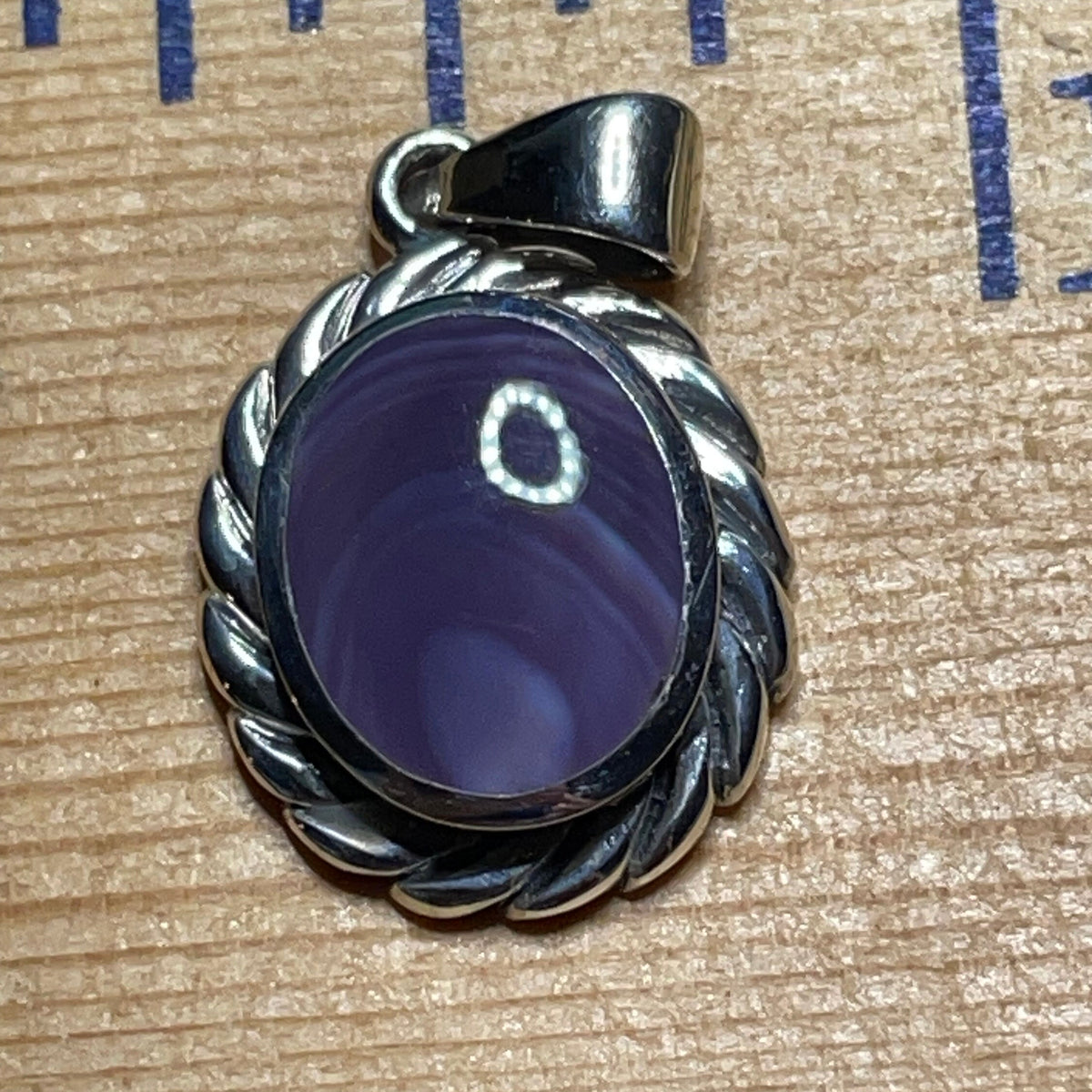 P1092 Rope Sterling Silver Wampum Inlay Pendant