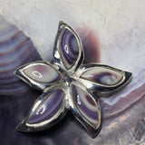 P1091 Flower Sterling Silver Wampum Inlay Pendant