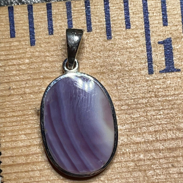 P1072 Medium Oval Wampum Sterling Silver Inlay Pendant