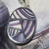 P1084 Large Mosaic Sterling Silver Wampum Inlay Pendant