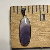 P1076 Long Oval Wampum Sterling Silver Inlay Pendant
