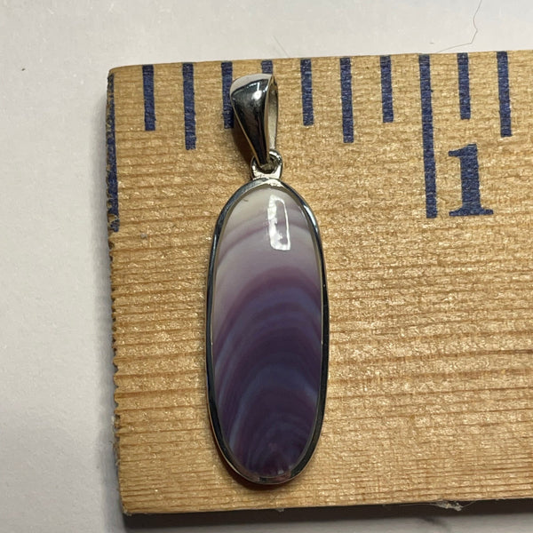 P1076 Long Oval Wampum Sterling Silver Inlay Pendant