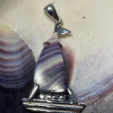 P1060 Boat Wampum Sterling Silver Inlay Pendant