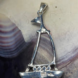 P1060 Boat Wampum Sterling Silver Inlay Pendant