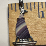 P1060 Boat Wampum Sterling Silver Inlay Pendant