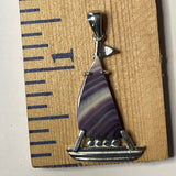 P1060 Boat Wampum Sterling Silver Inlay Pendant