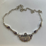 P1011 Teardrop Fan Neck Chain Wampum Sterling Silver Inlay