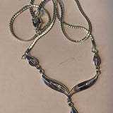 P1008 Teardrops Neck Chain Wampum Sterling Silver Inlay