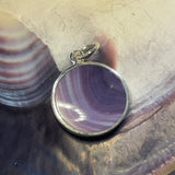 P1089 Dome Round Sterling Silver Wampum Inlay Pendant