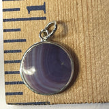 P1089 Dome Round Sterling Silver Wampum Inlay Pendant