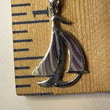 P1068 Sail Boat Wampum Sterling Silver Inlay Pendant