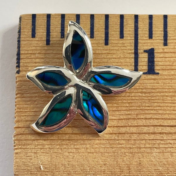 P1091 Flower Sterling Silver Wampum Inlay Pendant