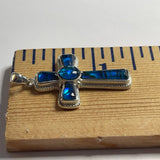 P1079 Large Cross Wampum Sterling Silver Inlay Pendant