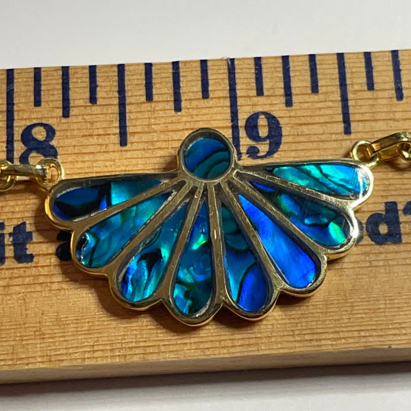 P1011 Teardrop Fan Neck Chain Wampum Sterling Silver Inlay