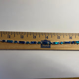 BR1007 Rectangle/Oval 7.5 Inches Wampum Sterling Silver Bracelet