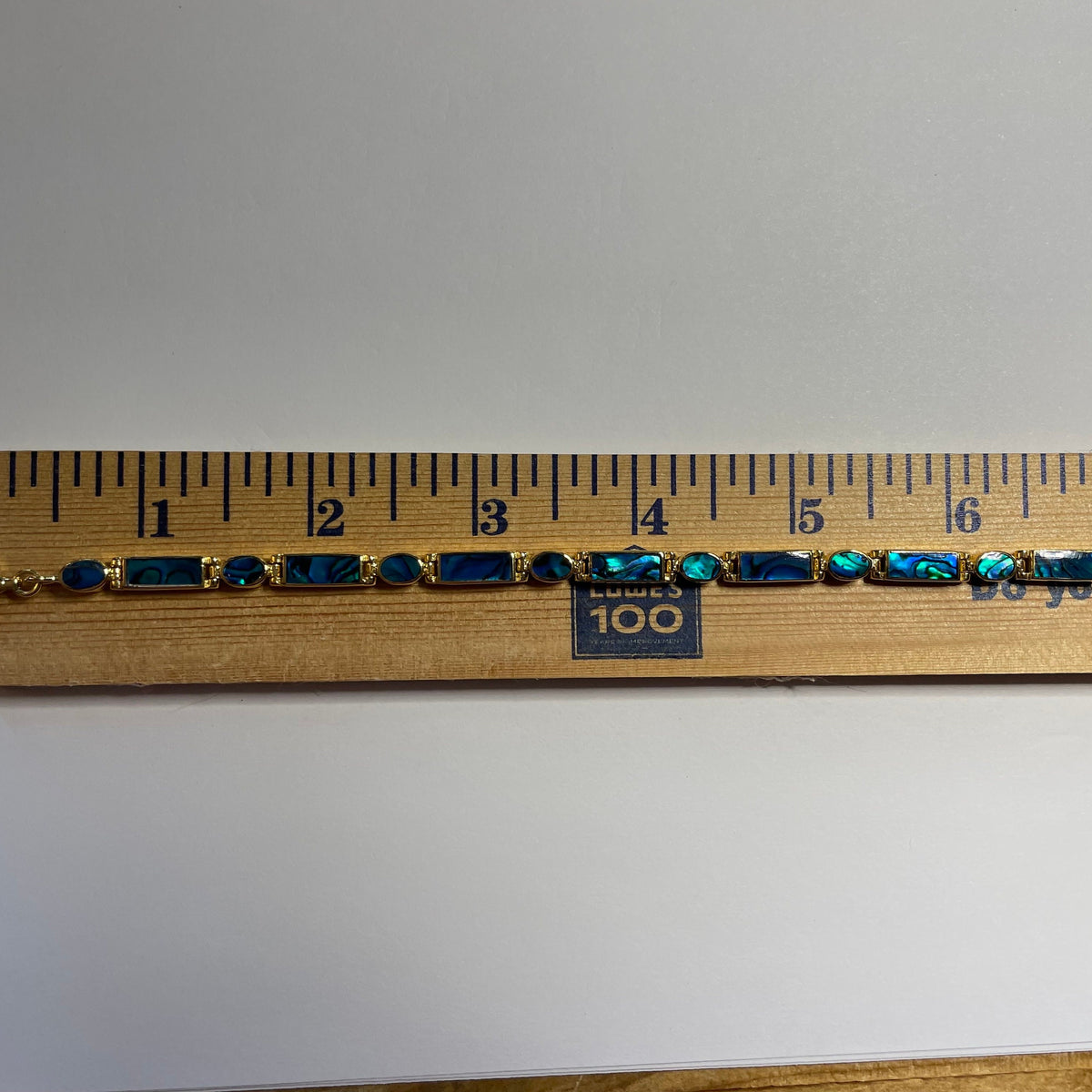 BR1007 Rectangle/Oval 7.5 Inches Wampum Sterling Silver Bracelet