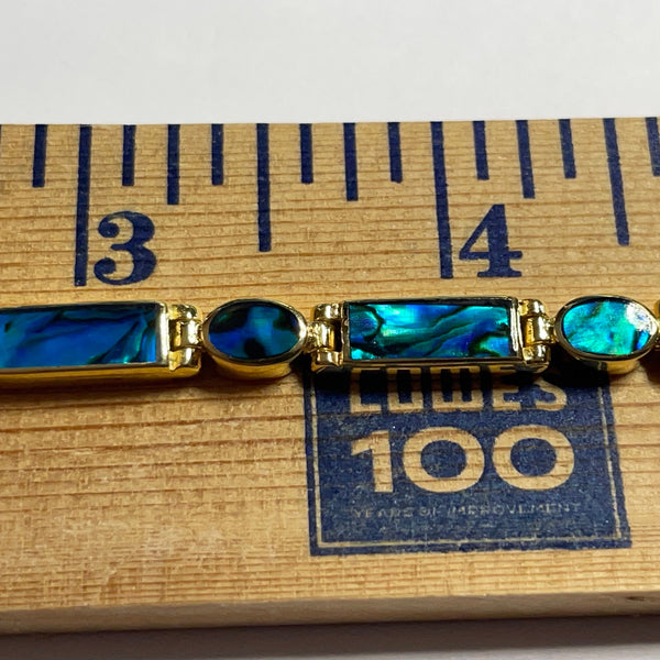 BR1007 Rectangle/Oval 7.5 Inches Wampum Sterling Silver Bracelet
