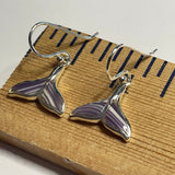 E1221 Whale Tail Wampum Sterling Silver Earrings