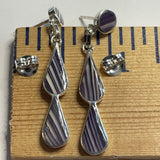 E1014 Double Tear Wampum Sterling Silver Earrings