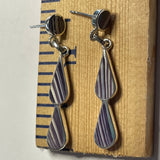 E1014 Double Tear Wampum Sterling Silver Earrings