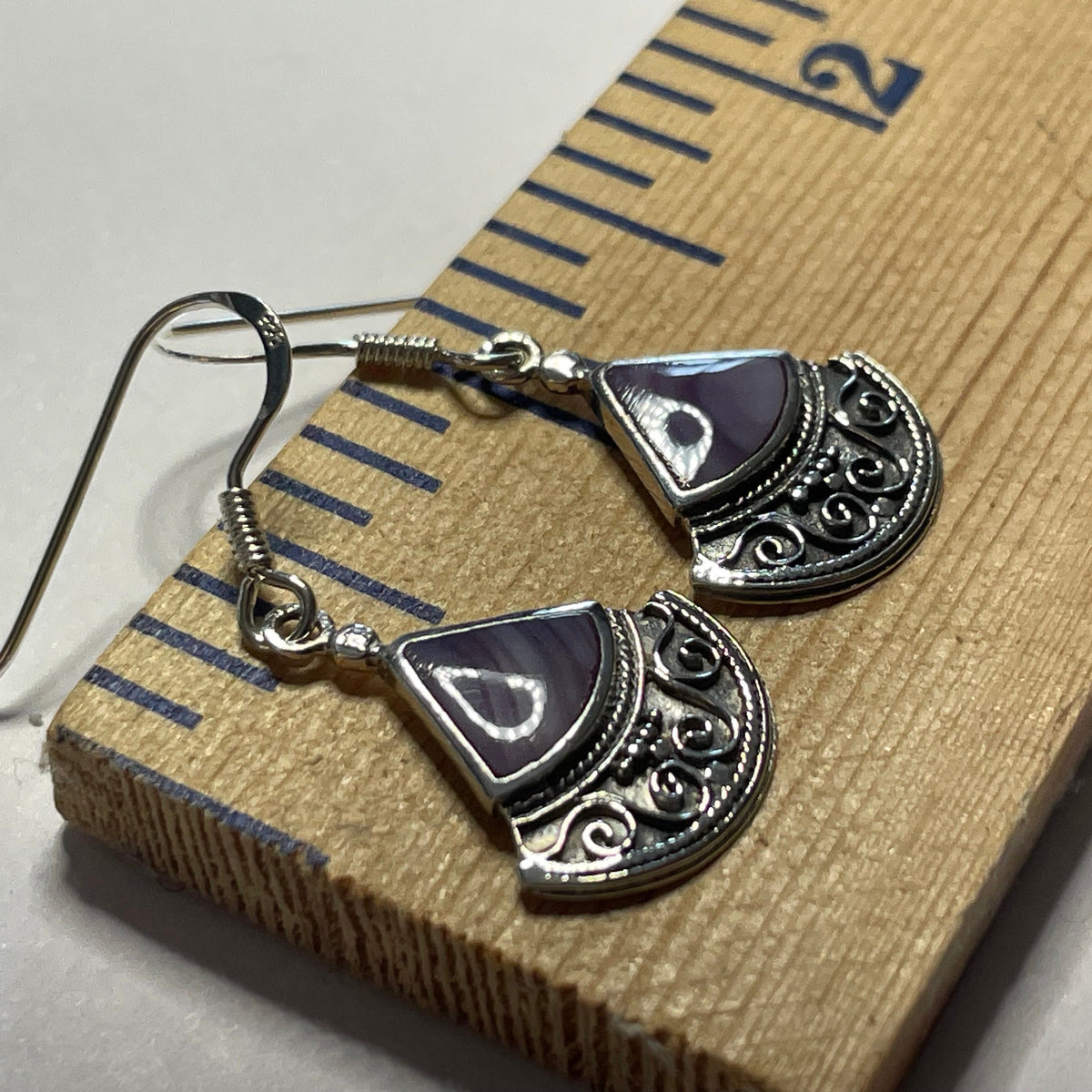 E1058 Fun Fancy Wampum Sterling Silver Earrings