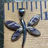 P1093 Dragonfly Sterling Silver Wampum Inlay Pendant