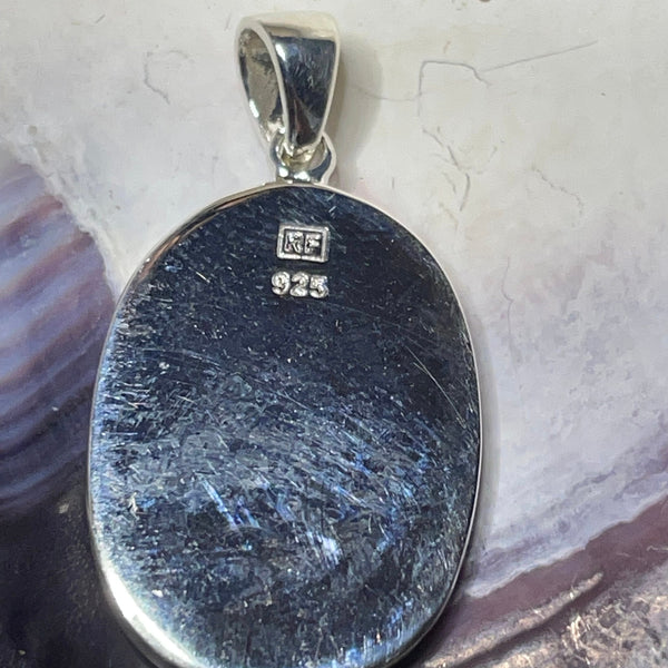 P1084 Large Mosaic Sterling Silver Wampum Inlay Pendant