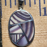 P1084 Large Mosaic Sterling Silver Wampum Inlay Pendant