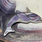 P1088 Dolphin Sterling Silver Wampum Inlay Pendant
