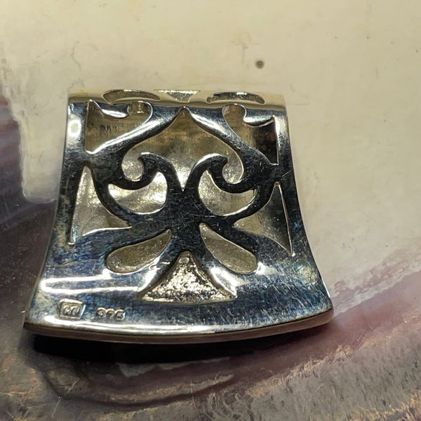 P1077 Slide Large Wampum Sterling Silver Inlay Pendant