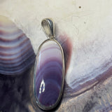 P1076 Long Oval Wampum Sterling Silver Inlay Pendant