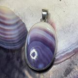 P1075 Large Oval Wampum Sterling Silver Inlay Pendant