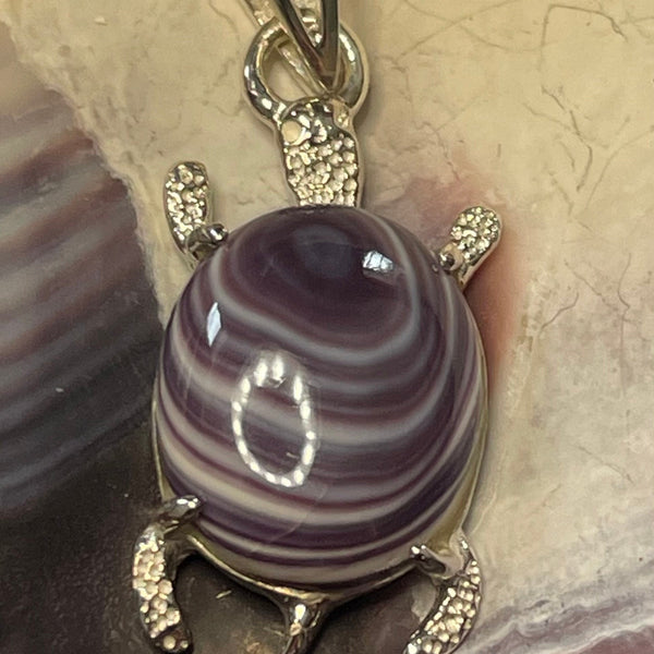 P1055 Turtle Wampum Sterling Silver Inlay Pendant