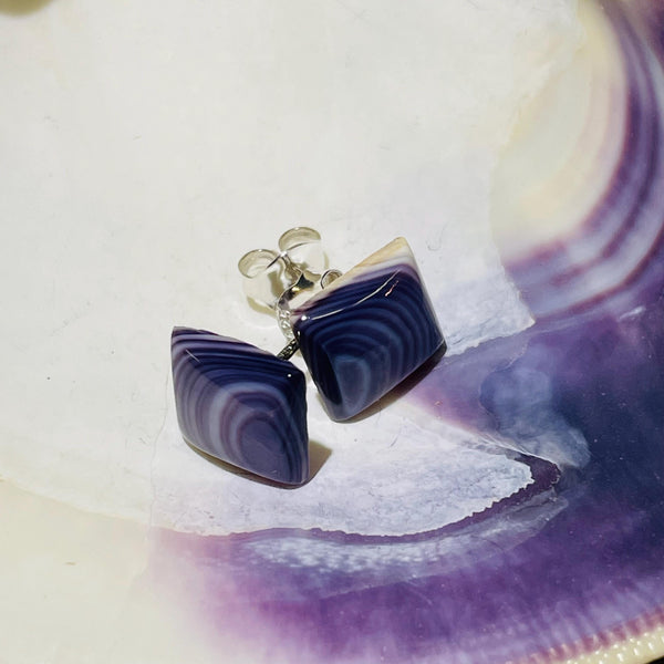 E3128 Wampum Natural Earrings Sterling Silver