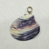 P3400 Quahaug Large 30mm Wampum Natural Sterling Silver Pendant