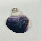 P3400 Quahaug Large 30mm Wampum Natural Sterling Silver Pendant