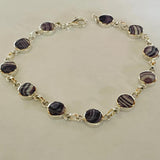 BR1000 Round 8 Inches Wampum Sterling Silver Bracelet