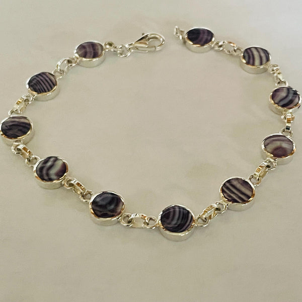 BR1000 Round 8 Inches Wampum Sterling Silver Bracelet