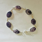 BR1040 Oval Medium 7 Inches Wampum Sterling Silver Bracelet