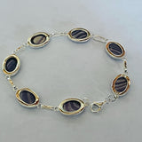 BR1040 Oval Medium 7 Inches Wampum Sterling Silver Bracelet