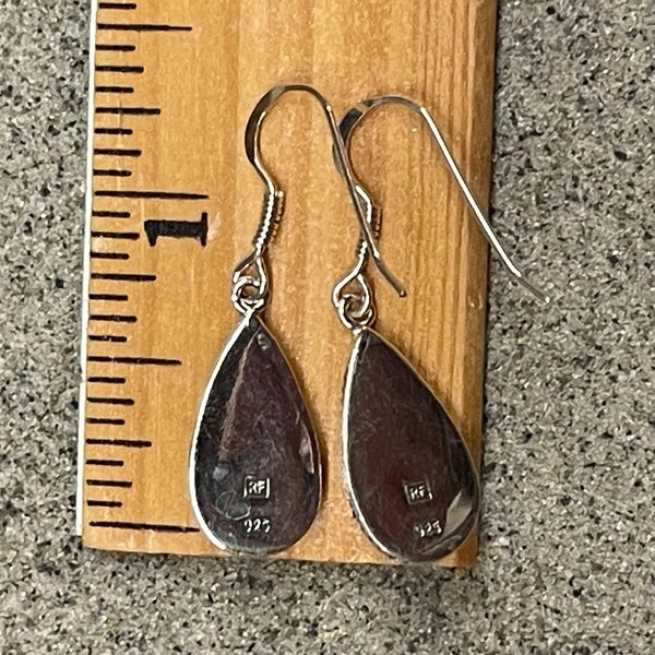 E1202 Teardrop Bead Wampum Sterling Silver Earrings