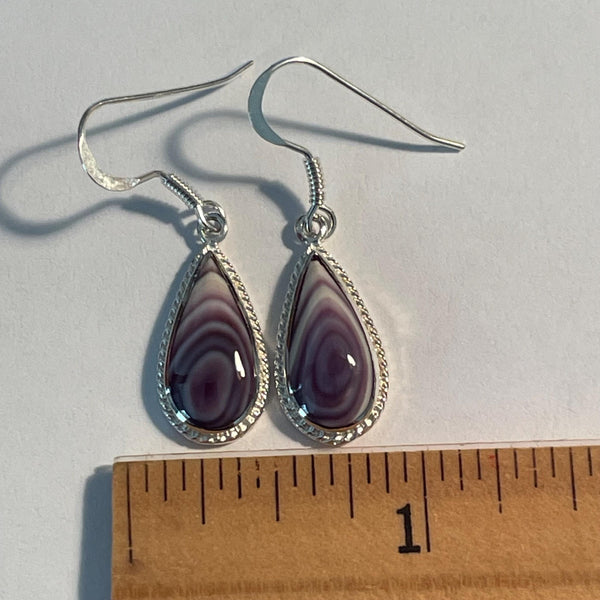 E1202 Teardrop Bead Wampum Sterling Silver Earrings