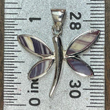 P1093 Dragonfly Sterling Silver Wampum Inlay Pendant