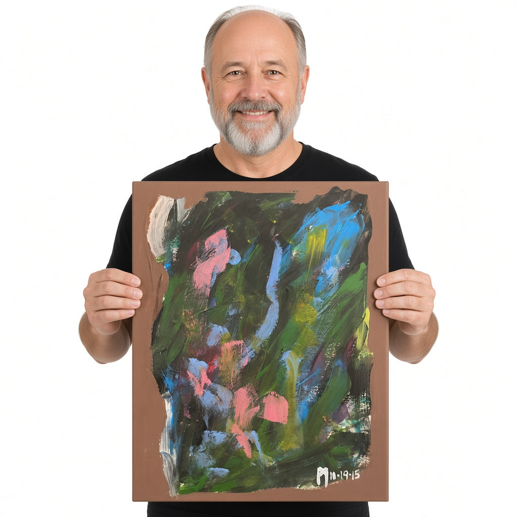 Green Garden Tangle — unique person holding canvas