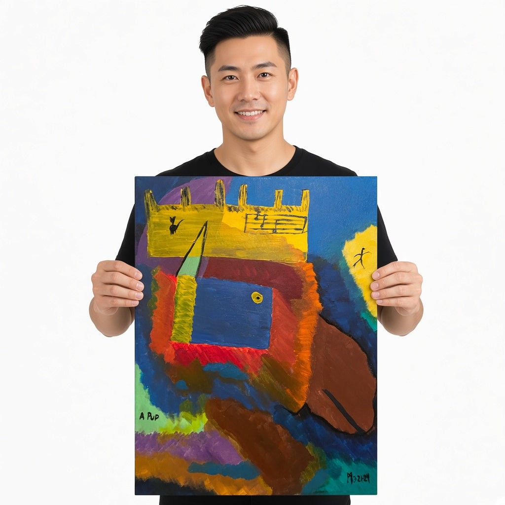 Yellow Castle — unique person holding canvas