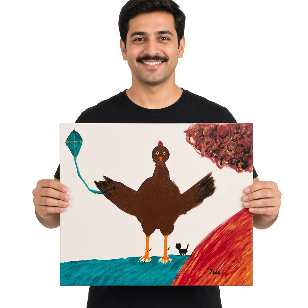 Kite and Brown Bird — unique person holding canvas