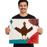 Kite and Brown Bird — unique person holding canvas