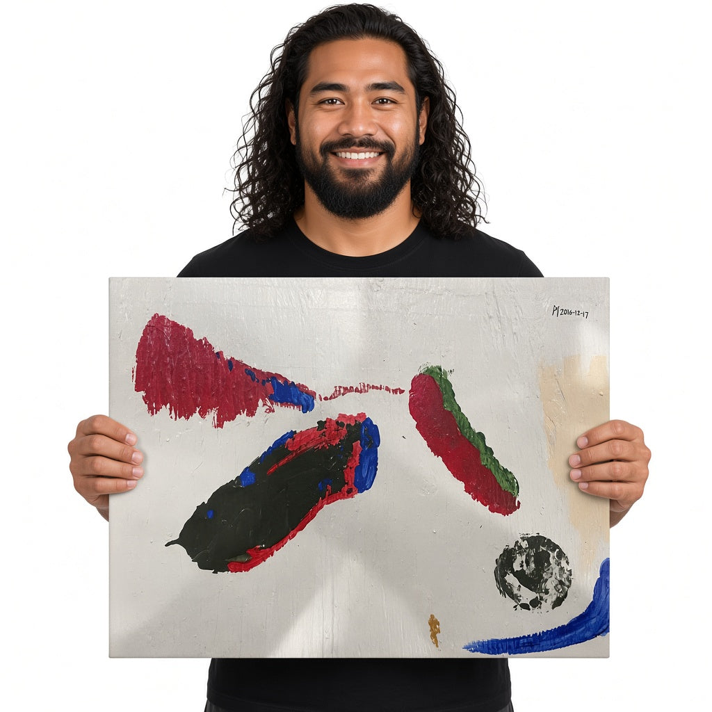 Magenta Gestures — unique person holding canvas