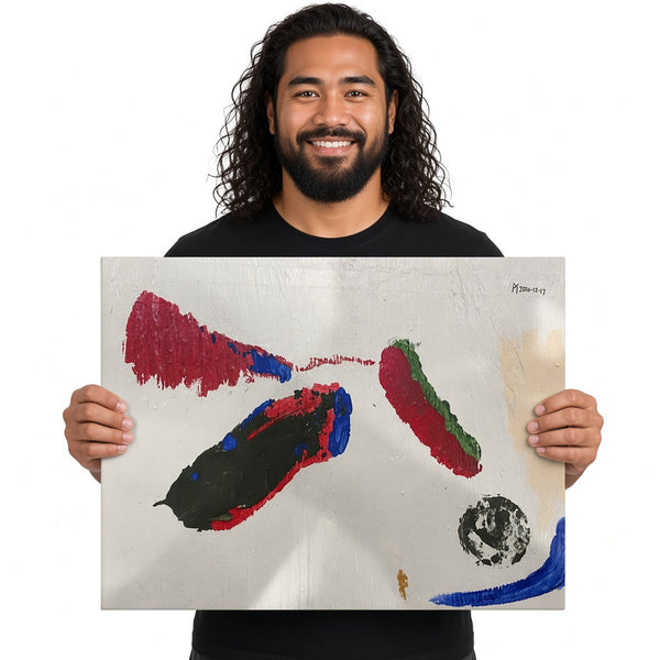 Magenta Gestures — unique person holding canvas