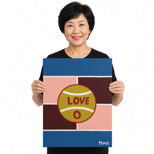Love 0 Tennis — unique person holding canvas